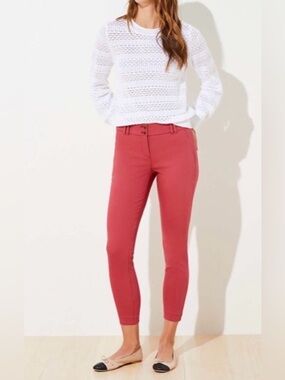 LOFT SOFT RED THE SKINNY SIZE 2 DOUBLE BUTTON PANTS NWT